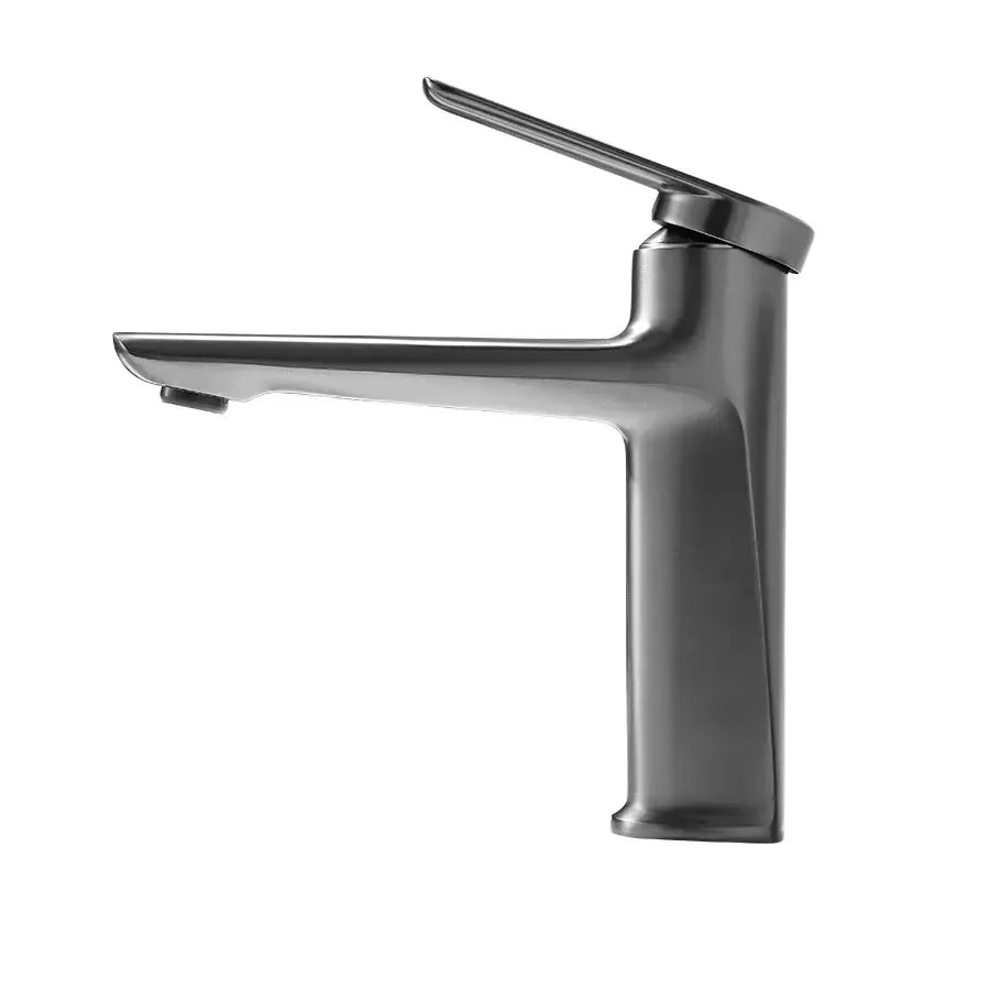 Modern matte black basin faucet with single-handle cold water control and centerset deck-mounted design for bathrooms