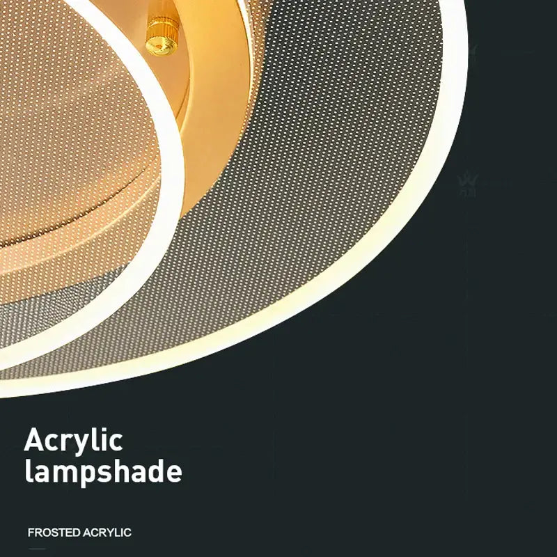 Modern brushed gold double layer 60cm led ceiling light with frosted acrylic lampshade featuring concentric rings decorbites double layer