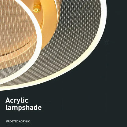 Modern brushed gold double layer 60cm led ceiling light with concentric rings and polished electroplated finish decorbites double layer