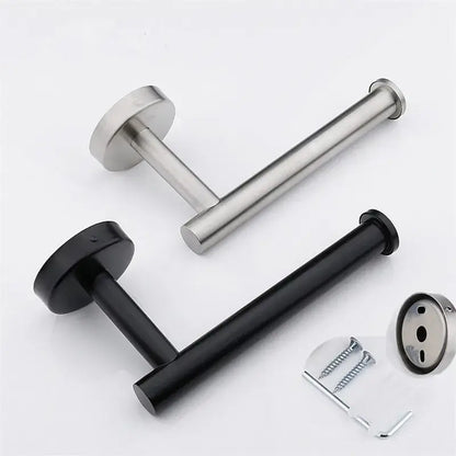 Modern brushed gold stainless steel toilet paper holder with stainless steel and black matte finish paper holders and hardware