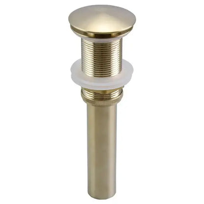 Brass-finished bathroom sink drain with rounded top and threaded body for decorbites brushed gold faucet swivel sink use