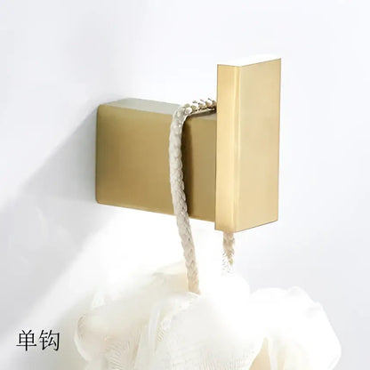 Modern brushed matt gold decorbites bath set rectangular wall hook with braided rope for bathroom accessories