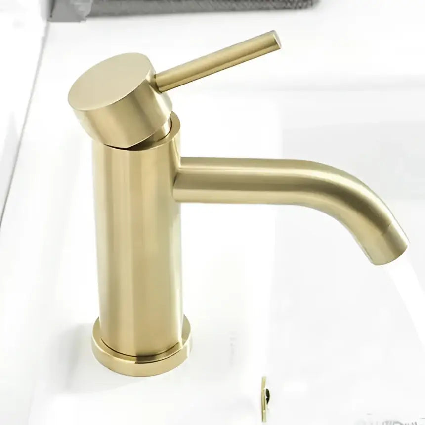 Modern brushed matt gold decorbites bath set single-handle bathroom faucet with sleek design and gold-toned brushed metal finish