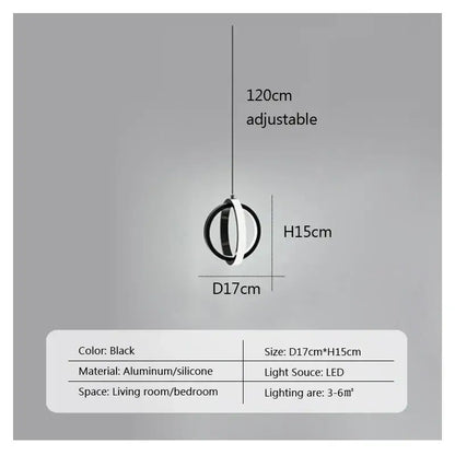 Modern brushed metal and white led bedside pendant light with black aluminum and silicone decorbites led bedside light