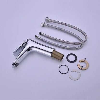 Modern brushed nickel basin faucet mixer tap with chrome finish and brass threaded base by decorbites basin faucet