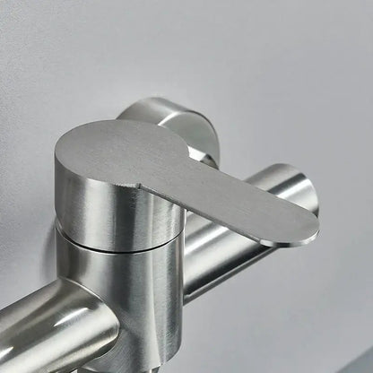 Modern brushed nickel kitchen faucet wall mounted single lever mixer with sleek brushed nickel decorbites design