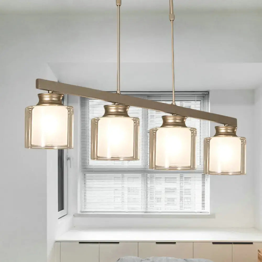 DecorBites traditional gold pendant light with four clear glass shades ideal for dining rooms and island lighting