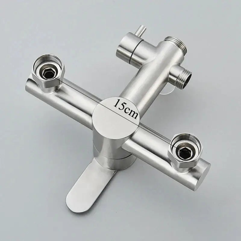 Stainless steel shower valve with three connection ports for modern brushed nickel rainfall shower decorbites system