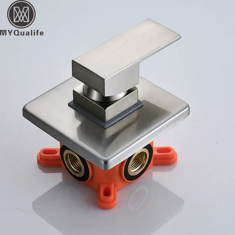 Modern brushed nickel shower mixer valve faucet with stainless steel basin faucet, orange base, and brass connections decorbites brushed nickel