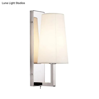 Modern brushed nickel wall sconce with sleek chrome frame and off-white fabric shade for e26 e27 direct wired electric bulb base