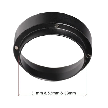 Modern black matte dosing ring adapter with three screws for decorbites espresso dosing kitchen tool