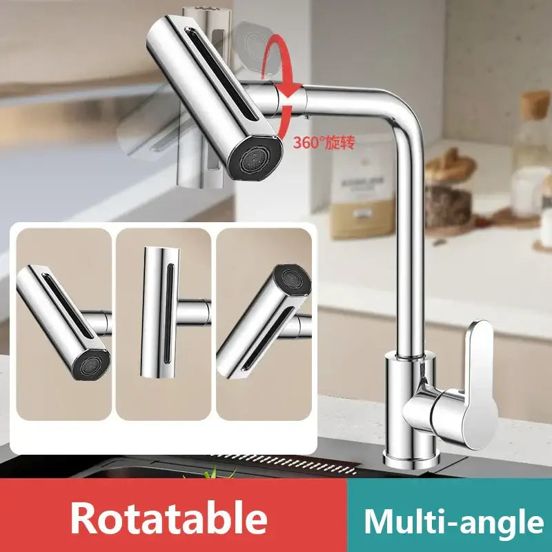 Modern brushed stainless steel kitchen faucet with chrome finish 360-degree rotatable multi-angle spray head decorbites brushed stainless