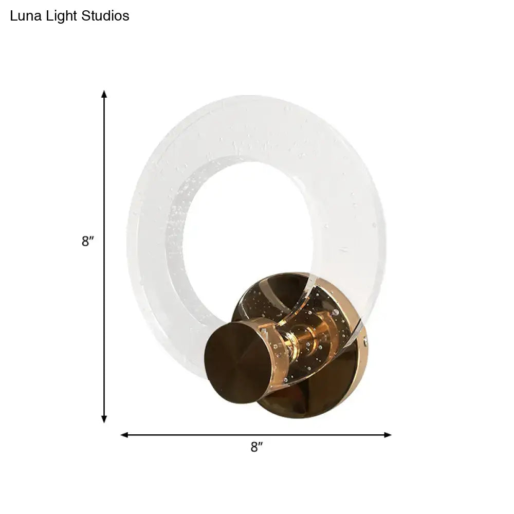 Clear acrylic ring wall lamp with polished brass base and mounting hardware for 220v-240v modern bubble glass light