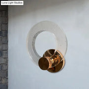 Modern wall lamp with clear bubble glass shade and polished brass hardware for 220v-240v bedroom lighting