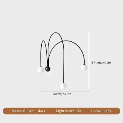 Modern burgundy iron glass led wall light featuring black iron three-arm floor lamp design for living room decorbites iron glass