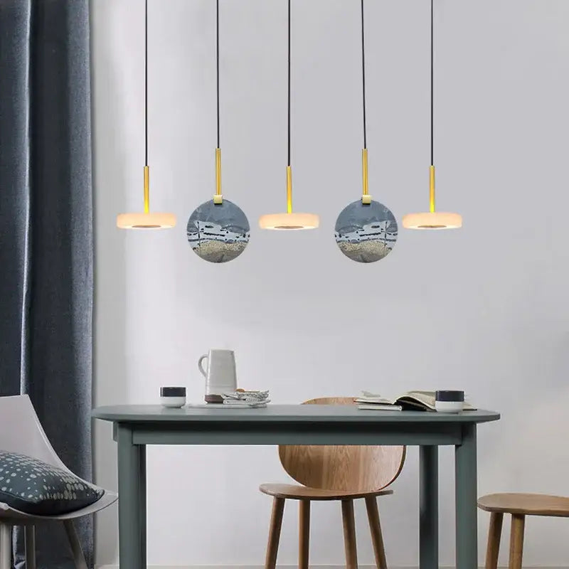 Modern burlywood marble led ceiling chandelier with gray ceramic shades and gold accents for living room decorbites burlywood marble