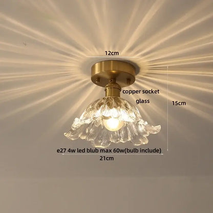 Modern butterfly glass tiffany ceiling light with clear glass flower design brass socket and e27 4w led bulb decorbites butterfly glass