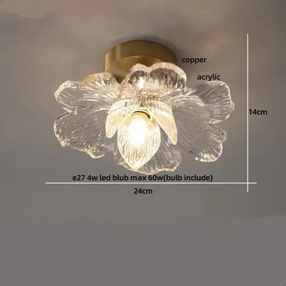 Modern butterfly glass tiffany ceiling light with clear acrylic flower shade and copper base for bedroom decorbites butterfly glass decor