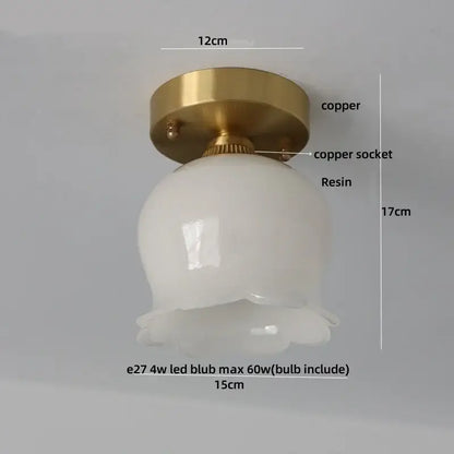 A white resin fluted lampshade flower design ceiling light with brass copper base for decorbites butterfly glass tiffany