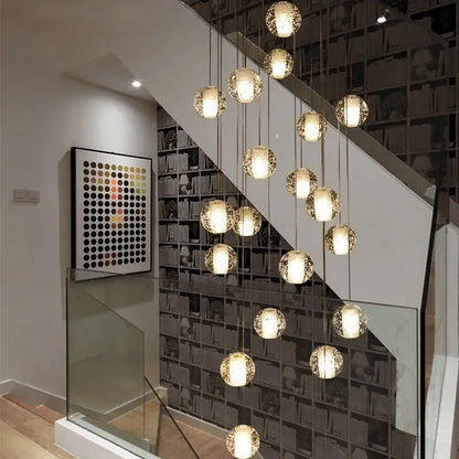 A modern cascading pendant light with multiple spherical glass globes decorbites crystal ball led for living room decor