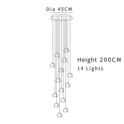 Modern cascading decorbites crystal ball chandelier with 14 hanging lights and a 45cm circular ceiling mount for living room use