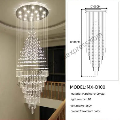 Modern cascading decorbites crystal chandelier with sleek chromium finish and illuminated multi-tiered crystal strands