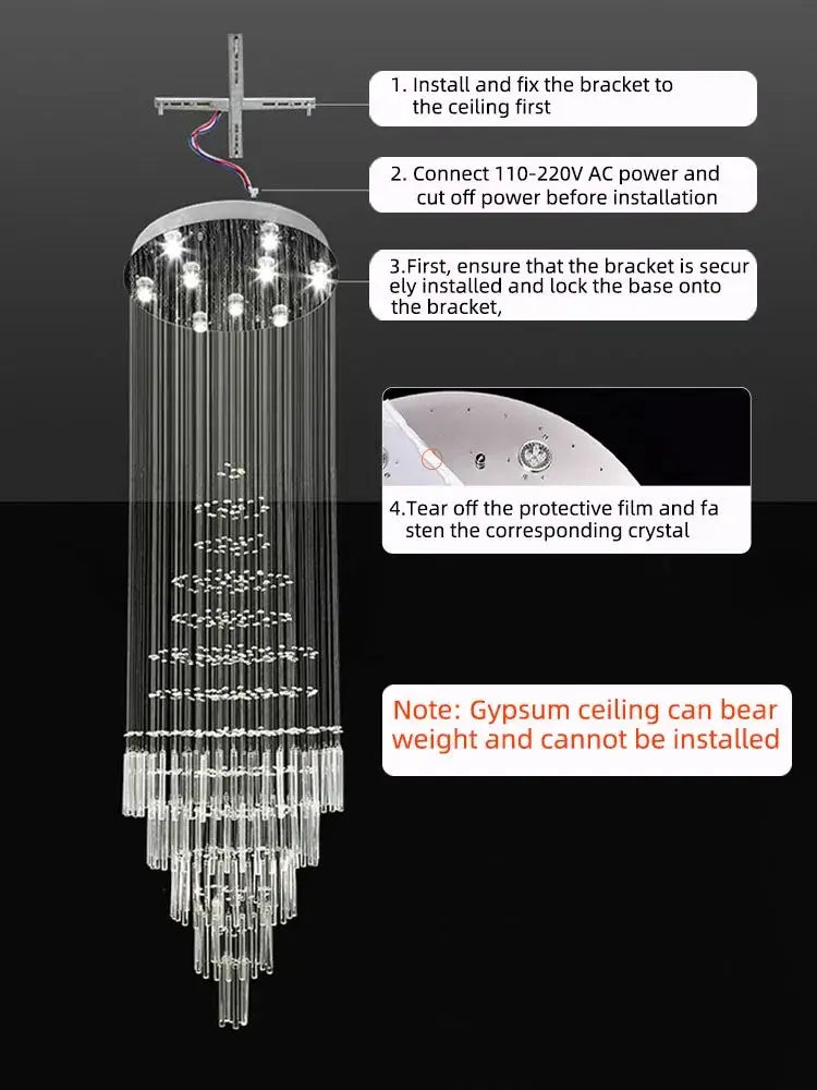 Modern cascading decorbites crystal chandelier with tiered glass rods and embedded led lights for living room decor