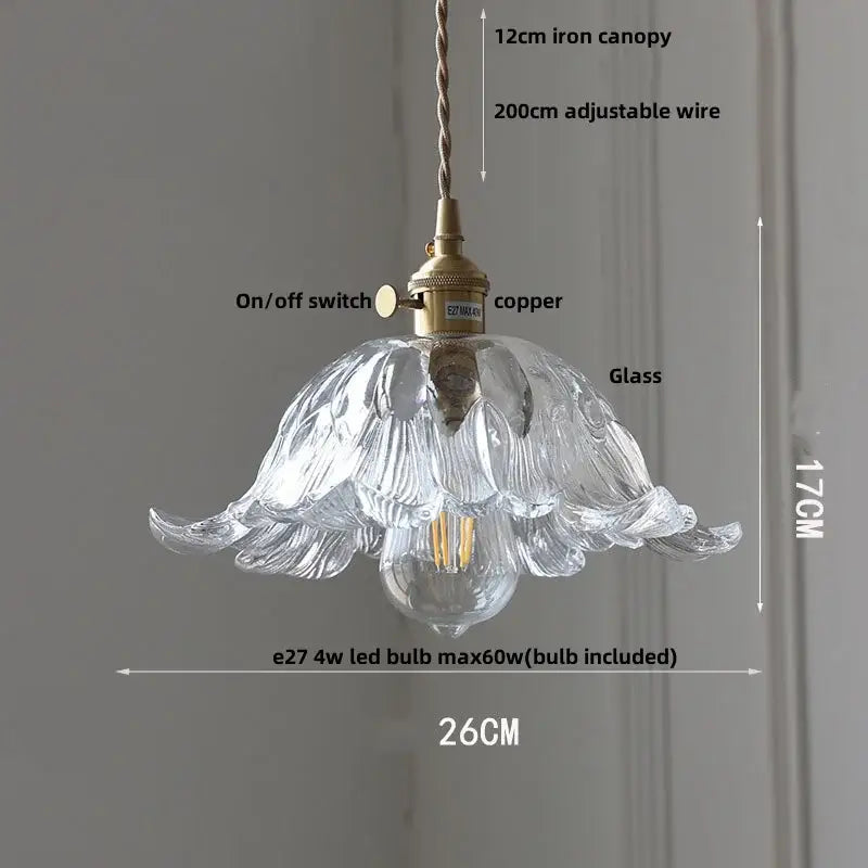 Modern chevron clear glass led pendant light with brass hardware and petal-like design for stylish kitchen decorbites decor