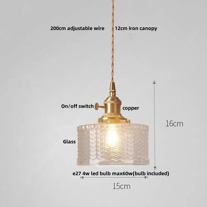 Modern chevron pendant light with decorbites clear glass led shade and brass copper-finished hardware for kitchen decor
