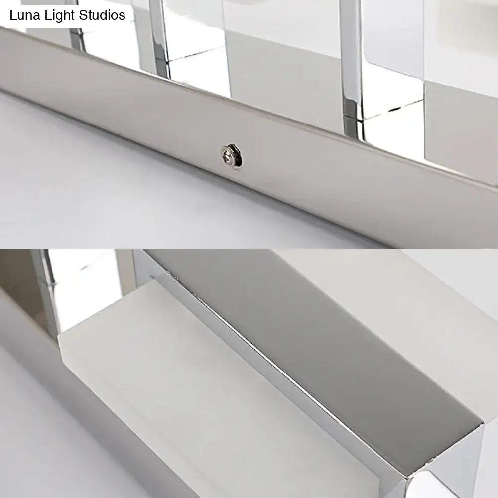 Modern chrome 3 panel acrylic vanity wall light with sleek rectangular design and reflective surfaces for bathroom wall light