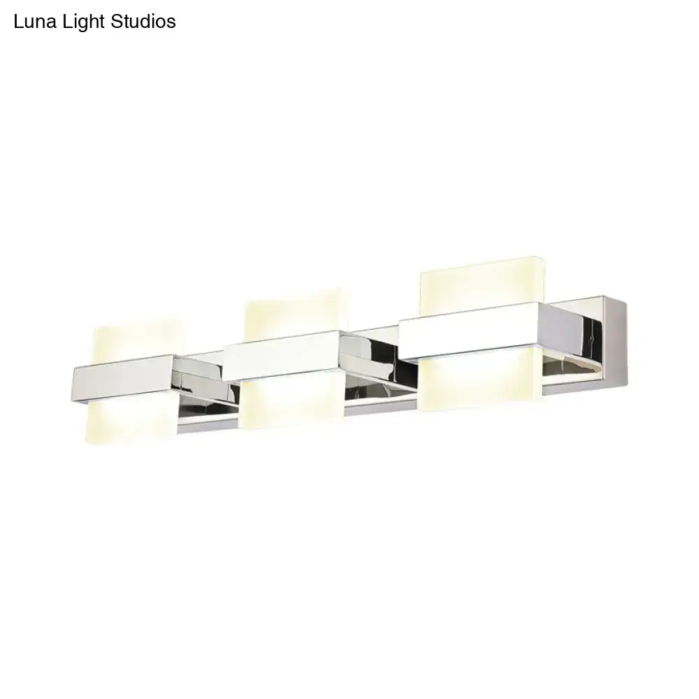 Modern chrome 3 panel acrylic vanity wall light with frosted glass panels for bathroom wall light fixture