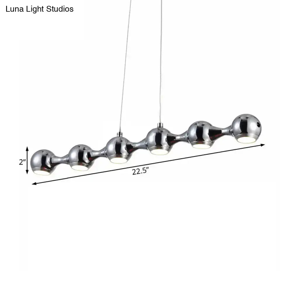 DecorBites modern chrome ball pendant ceiling light with five warm white spherical bulbs for living room lighting