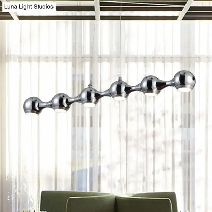Decorbites™ modern chrome ball pendant ceiling light with five warm white spherical bulbs in molecular design