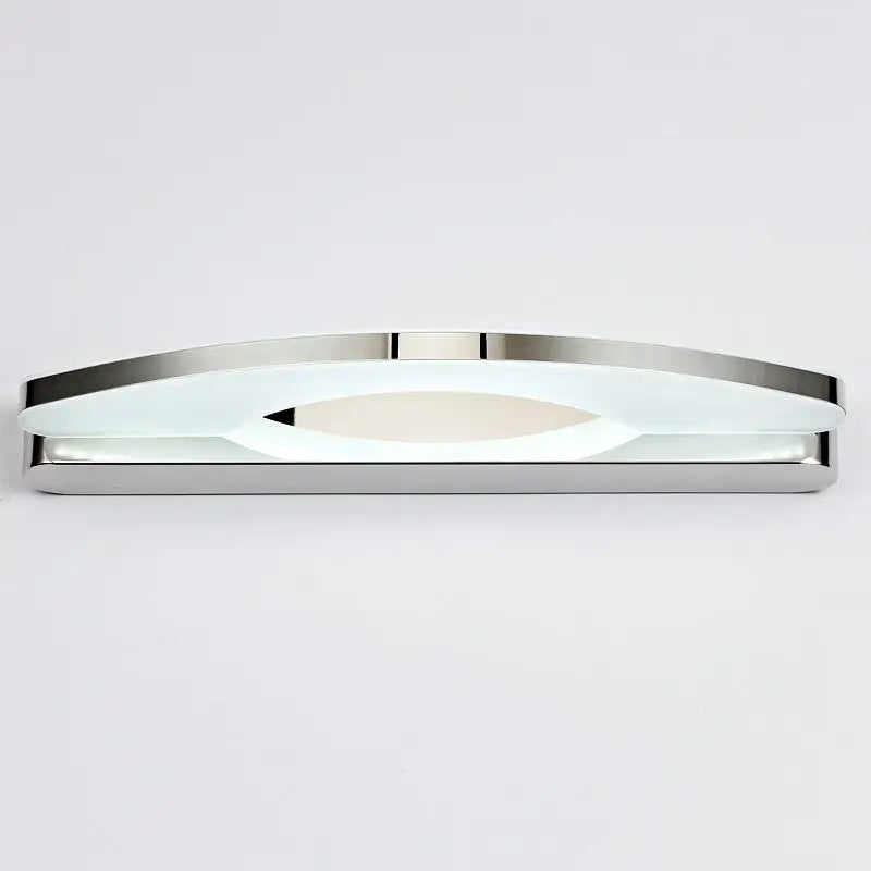 Modern chrome arc led vanity light bathroom sconce with stainless steel frame and acrylic diffuser bulb included