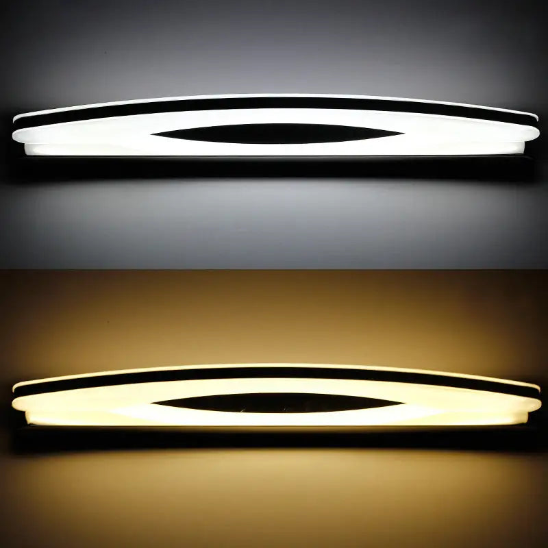 Modern chrome arc led vanity bathroom sconce with stainless steel frame and white acrylic diffuser bulb included