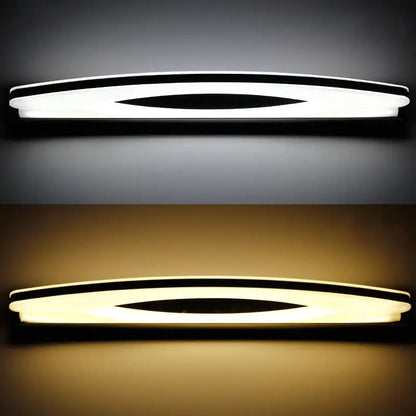 Modern chrome arc led vanity bathroom sconce with stainless steel frame and white acrylic diffuser bulb included