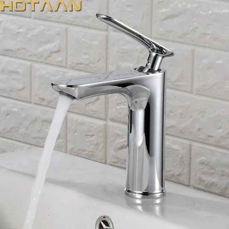 Modern chrome basin mixer faucet with single handle mixer faucet handle and flowing spout for bathroom decorbites basin mixer