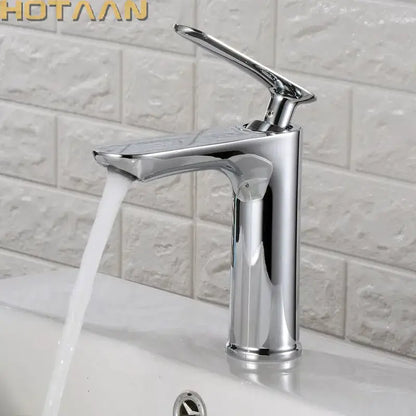 Modern chrome basin mixer faucet with single handle mixer faucet handle and flowing spout for bathroom decorbites basin mixer