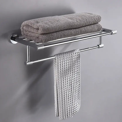 Modern chrome bathroom essentials set featuring a chrome-finished double-tier towel rack with sleek design decorbites bathroom essentials