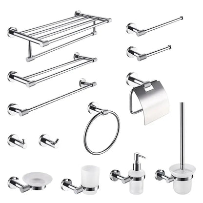 Modern chrome bathroom essentials set by decorbites featuring sleek hardware with soap dish towel racks and brush