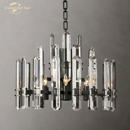 Modern chrome black metal crystal chandelier with clear rods and exposed bulbs for bedroom pendant light decorbites brass chrome
