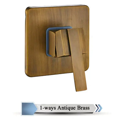 Antique brass single-handle wall-mounted faucet with brushed finish and angular design for brass bathroom mixer valve decorbites
