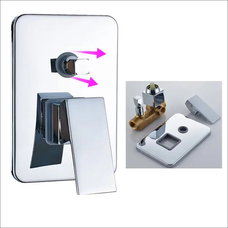 Modern chrome brass bathroom mixer valve with sleek rectangular design and integrated handle by decorbites brass bathroom