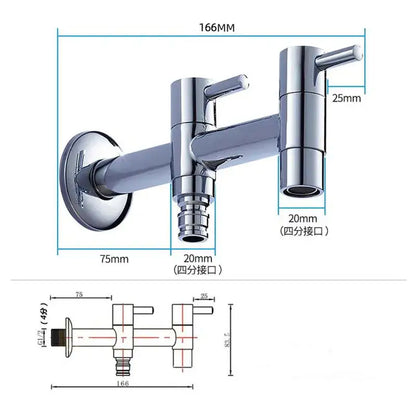 Modern chrome brass double handle garden faucet with two 20mm threaded outlets for outdoor and laundry use decorbites brass double