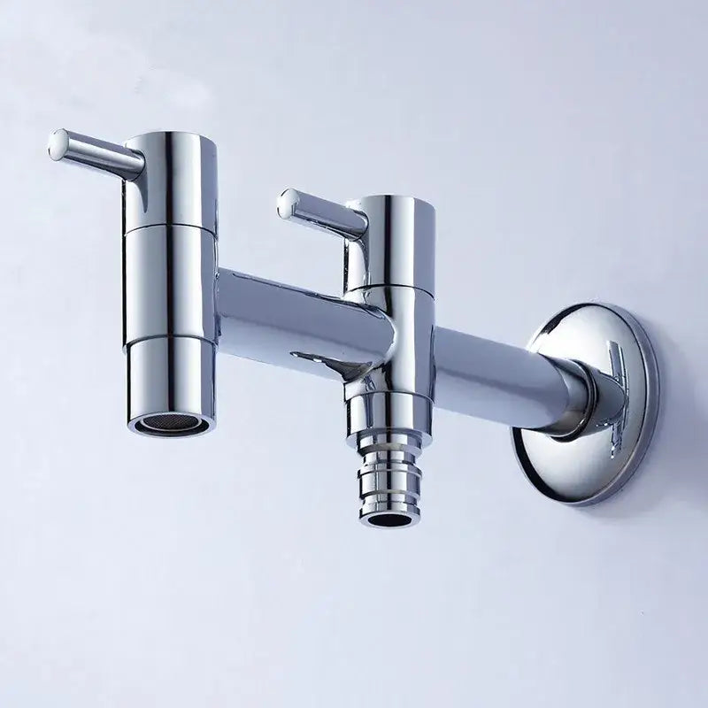 Modern chrome brass double handle garden faucet with flexible hose attachment for outdoor and laundry use decorbites brass double