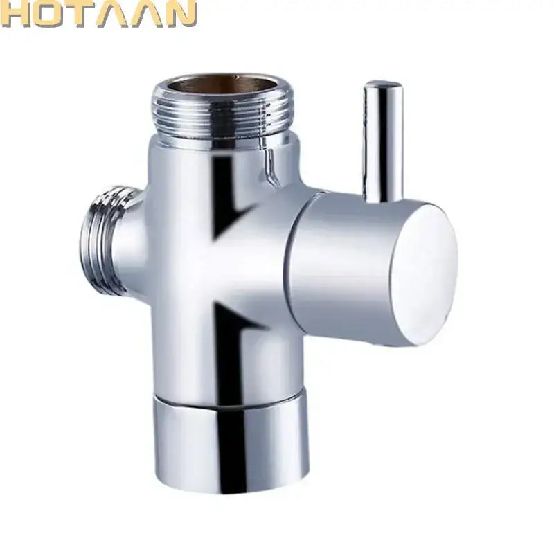 Modern chrome brass shattaf sprayer diverter with sleek design and three threaded ports by decorbites brass
