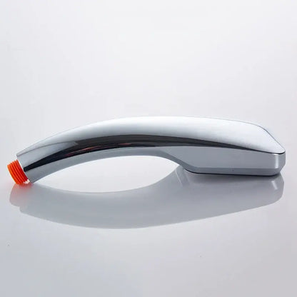 Modern chrome contemporary shower head with a bright orange threaded connector for bathroom pressure boost spray contemporary shower
