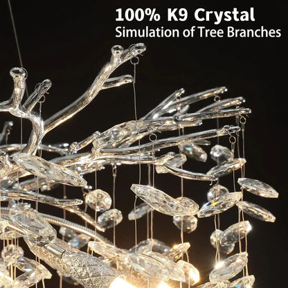 Modern chrome branch crystal chandelier crafted from k9 crystal branches for living room bedroom lighting fixture