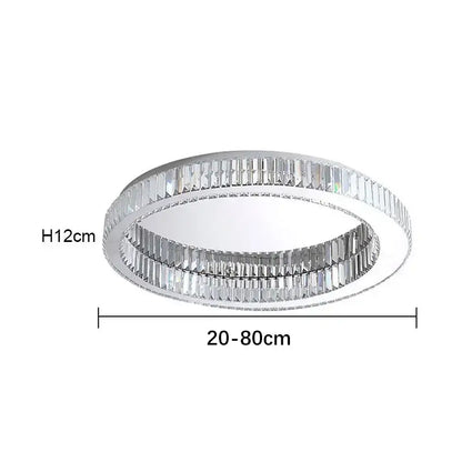 Modern chrome ceiling chandelier with two crystal circle led rings by decorbites for elegant living room lighting