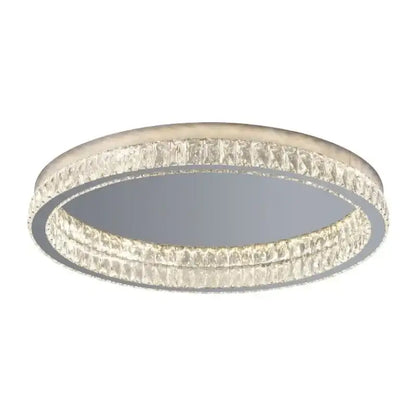 Modern chrome decorbites crystal led ceiling light with faceted crystal rings for dimmable living room decor